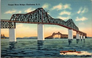 Cooper River Bridge Charleston South Carolina SC postcard 1941