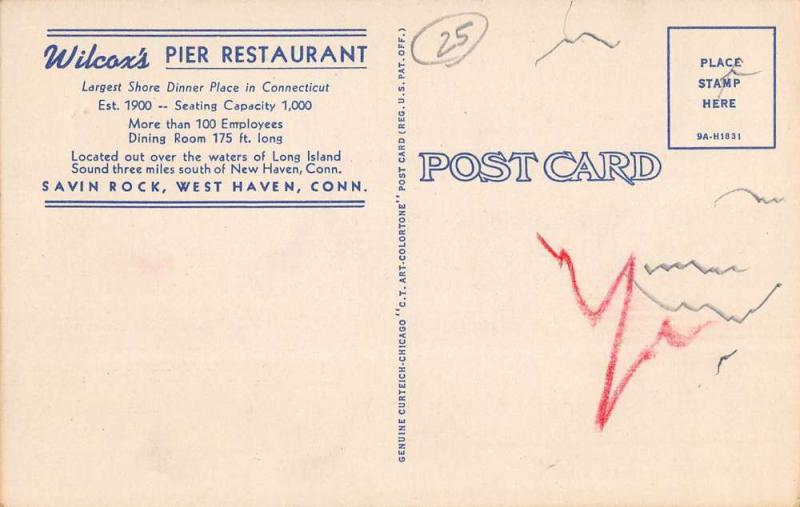West Haven Connecticut Savin Rock Wilcox Pier Linen Antique Postcard K29857
