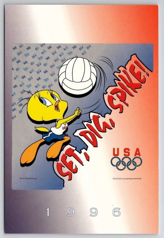 Looney Toons 1996 Olympics USA Tweety Bird Volleyball Atlanta 4x6 Postcard S29