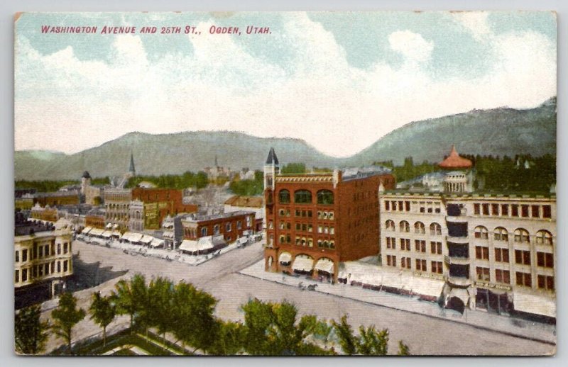 Washington Avenue And 25th St Ogden Utah Postcard O30