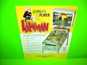 Lawman Pinball Flyer Original Vintage 1971 Game Art 8.5 x 11 Retro Mod