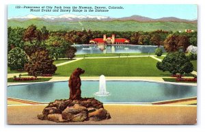 City Park From Museum Denver Colorado Mount Evans Snowy Range Postcard