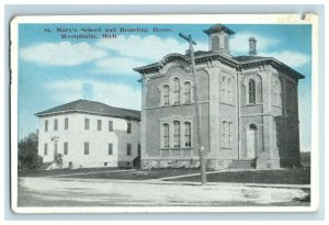 C.1910-20 St. Mary's School Boarding House, Westphalla, MI Blue Sky Postcard F70 