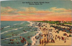 Florida Daytona Beach Sun Bathing On The Beach 1952 Curteich