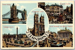 Tower Bridge Piccadilly Circus Westminster Abbey London England Postcard