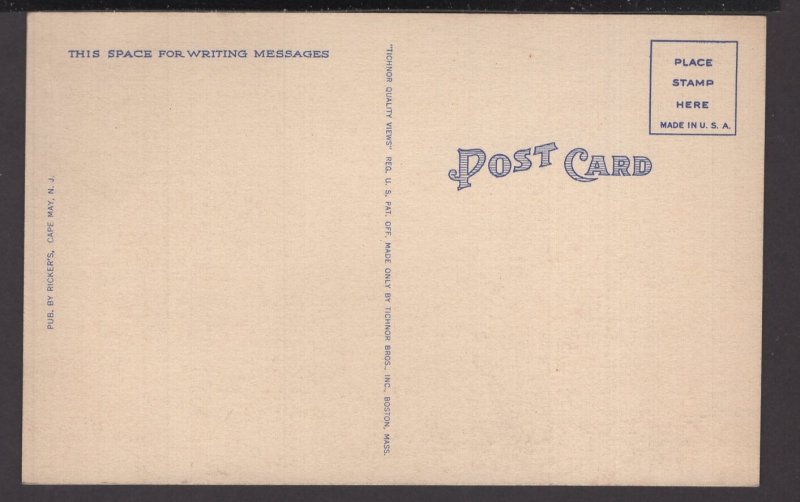 New Jersey Cape May - Bathing Beach and Boardwalk looking East ~ Linen