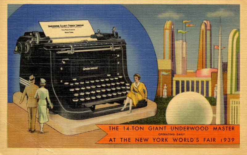 NY - 1939 New York World's Fair. Giant Underwood Master Typewriter