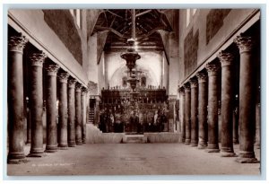 c1920's Church Of The Nativity Interior Bethlehem Israel RPPC Photo Postcard