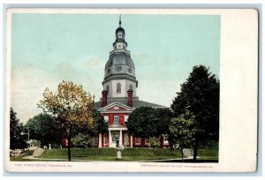 c1905 State Capitol Building Facade Steps To Entrance View Annapolis MD Postcard
