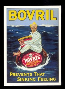 ad3895 - BOVRIL, prevent that Sinking Feeling, Man at Sea - Modern Advert p'card