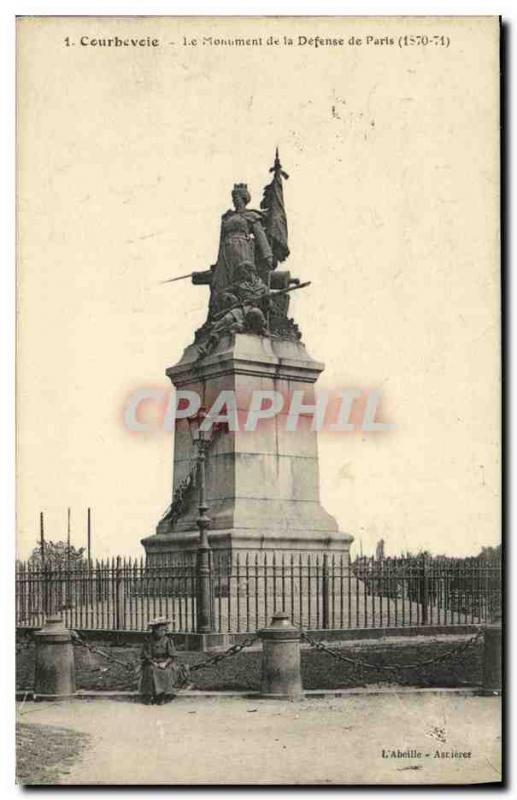 Old Postcard Courbevoie The Monument of Defense of Paris 1870 1871 Militaria