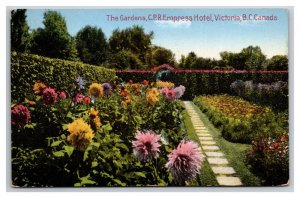 CPR Empress Hotel and Garden Victoria BC Canada DB Postcard P28