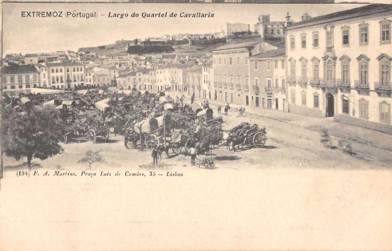 Lisbon Portugal Large Calvary Horse Carriages Artillery Antique Postcard K9838