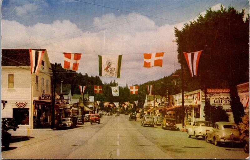 Boulder Creek, Santa Cruz County CA Business Area Vintage Postcard T60