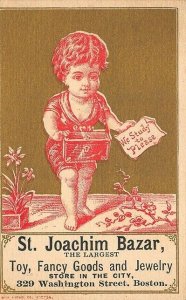 Boston MA St Joachim Bazar Toy fancy Goods Jewelry 2.5 x 4.2 Trade Card