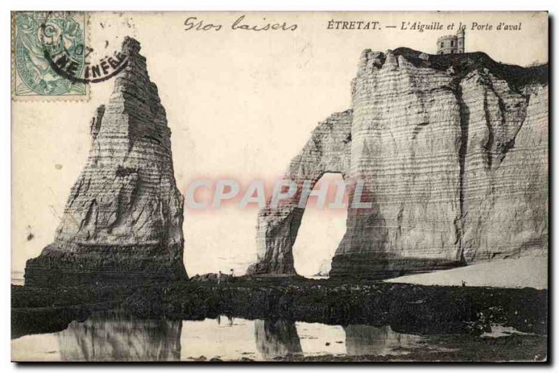 Etretat Old Postcard L & # 39aiguille and door & # 39aval