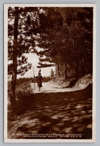 Women Walking in Woods Carrying Jug on Head, Catanzaro Italy RPPC Postcard  P4