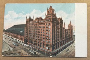 UNUSED .01 POSTCARD - BROAD STREET STATION, PHILADELPHIA, PA. CREASE UPPER LEFT