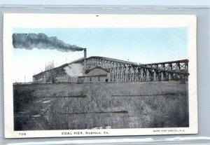 NORFOLK, Virginia VA ~ COAL PIER ca 1900s UDB Glitter Postcard