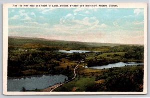 Western Vermont~Aerial View Of Ten Mile Road & Chain Of Lakes~Vintage Postcard