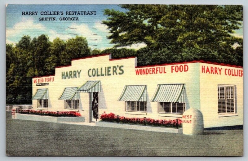 Harry Collier's Restaurant - Griffen, Georgia - 1955  - Postcard