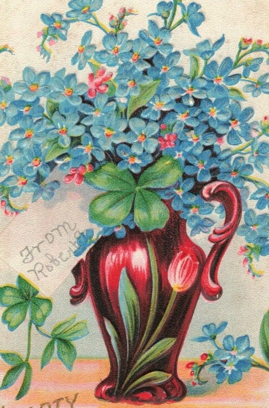 Circa 1912 Embossed Large Vase Floral Birthday Postcard 10c1-407