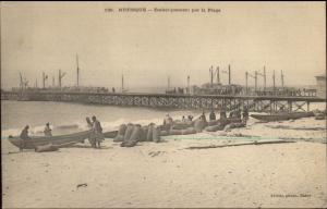 Rufisque Dakar Senegal Embarquement par la Plage c1900 Postcard