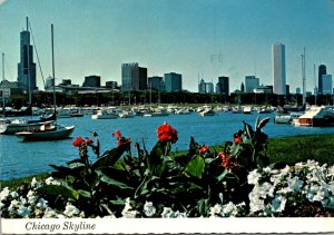 Illinois Chicago Skyline Overlooking Marina On Lake Michigan 1979