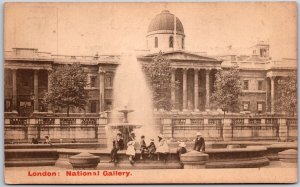London England National Gallery Fountain Park Historical Landmark Postcard