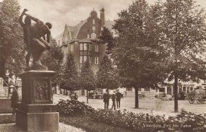 Vänersborg Sweden Park Statue Vintage Real Photo Postcard RPPC c1910s