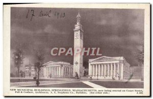 Postcard Old New Springfield Municipal Buildings Erected being white Masschus...