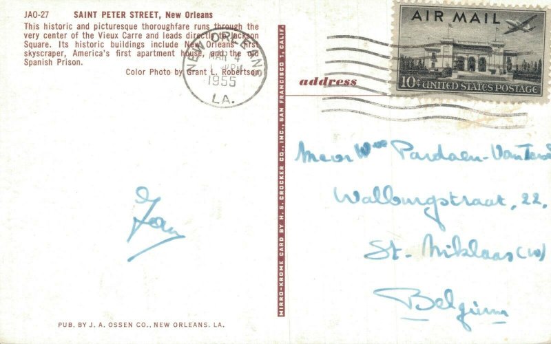 USA Saint Peter Street New Orleans Vintage Postcard 07.72 