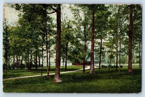 1908 Thompsonville Maine Vintage Postcard Trees Field Park Exterior View Posted