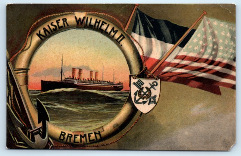 Kaiser Wilhelm II Steamship Ocean Liner Ship Postcard
