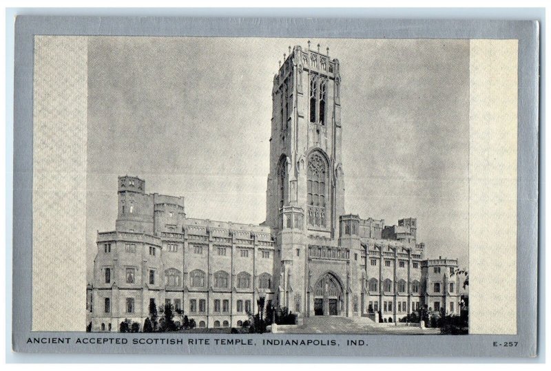 c1920's Ancient Accepted Scottish Rite Temple Indianapolis Indiana IN Postcard