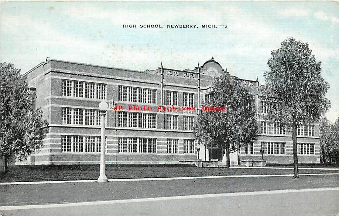 MI, Newberry, Michigan, High School Building, Exterior View, Kropp Pub