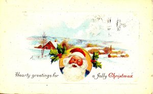 Greeting - Christmas, Santa Claus, Blue Suit & Red Hat 