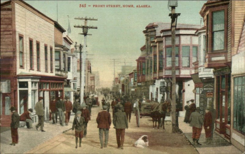 Nome AK Front St. c1910 Postcard 