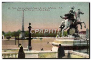 Old Postcard Paris Concorde Square View Taking Tuileries Gardens