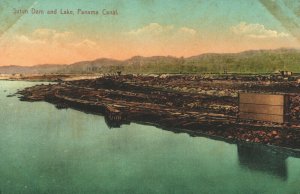 Panama Gatun Dam and Lake Panama Canal Vintage Postcard 03.75