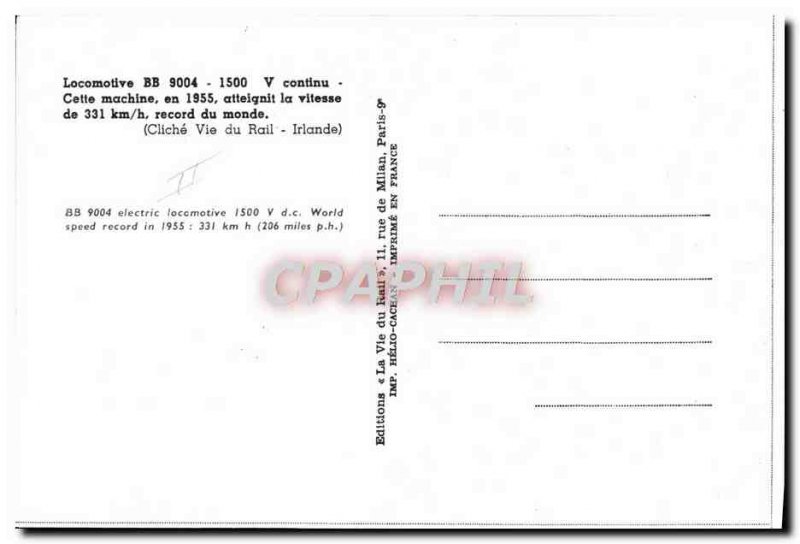 Postcard Modern Train Locomotive BB 9004