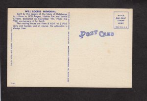 OK Will Rogers Memorial Claremore Oklahoma Linen Postcard