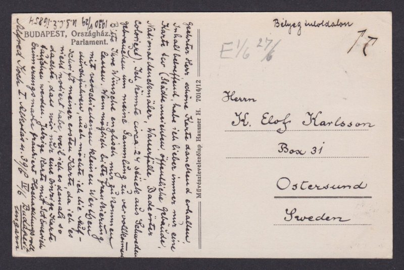 Postcard Hungary, Budapest, Parlament