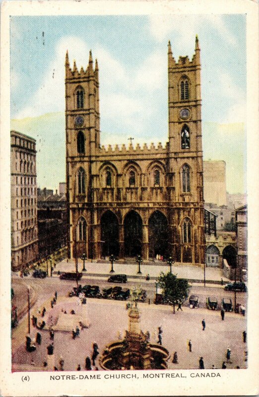 Notre Dame Church Montreal Canada Postcard Cancel 4d Stamp PM WOB Note Vintage 