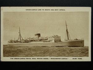 Union Castle Line 'WINCHESTER CASTLE' ROYAL MAIL to South Africa c1930s Postcard