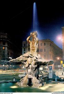 Italy Roma Barberini Square and Fountain Of Bernini By Night