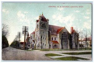 1910 Central M.E. Church Chapel Exterior Building Lansing Michigan MI Postcard 