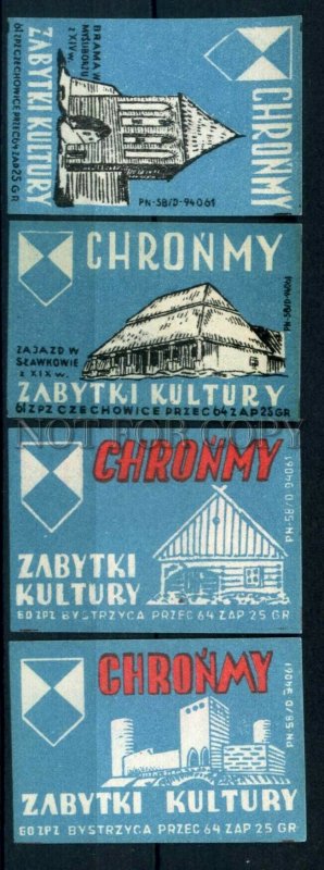 500470 POLAND Cultural places ADVERTISING Vintage match labels