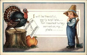 Whitney Thanksgiving Boy Axe Turkey with Declaration of Independence Vintage PC