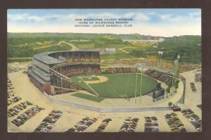 MILWAUKEE BRAVES COUNTY STADIUM BASEBALL STADIUM VINTAGE POSTCARD